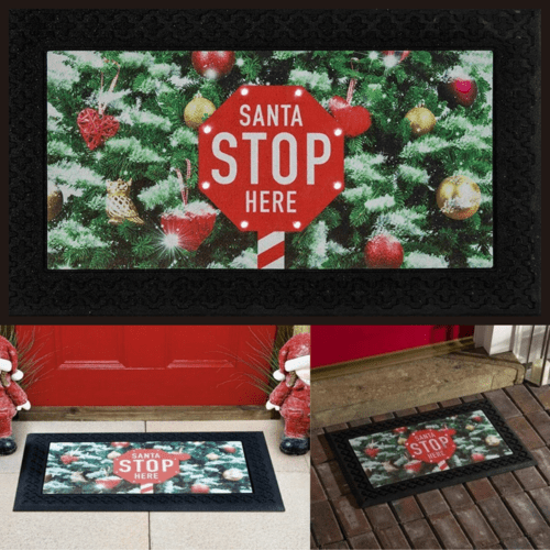 Christmas Doormat Led Lights with Music Santa Anti Slip Backing