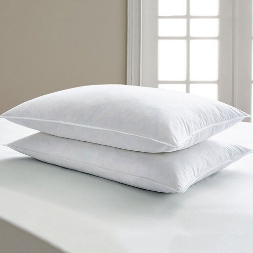 2 x Goose Feather & Down Pillows Extra Filling Hotel Quality