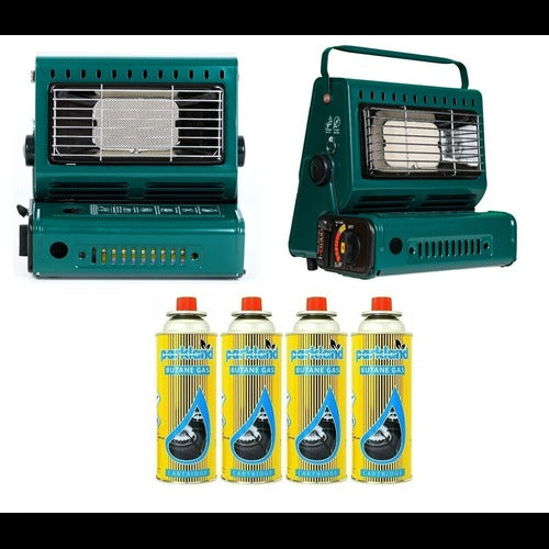 Portable Gas Heater + 4 Canisters Cans